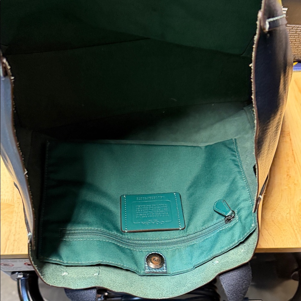 Coach Metallic Teal Leather Tote - Picture 4 of 4